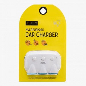 Автомобильный разветвитель прикуривателя Hoco C1 3-in-1 Car charger (white)