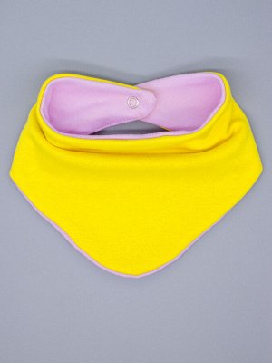 Нагрудник трикотажный детский двухцветный на кнопке, розовый, желтый
