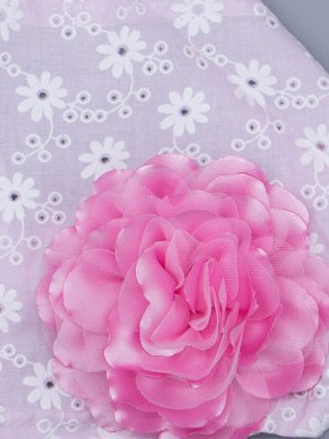 Косынка для девочки на резинке, цветочки, сбоку большой розовый цветок, светло-розовый