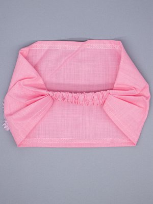 Русбубон Косынка для девочки на резинке, сбоку ажурная розовая бабочка, розовый