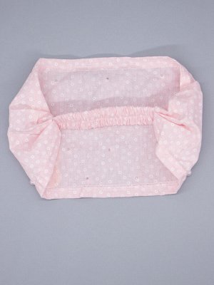 Косынка трикотажная для девочки на резинке, мелкие горошки, бусинки, кремовый зайчик, светло-розовый