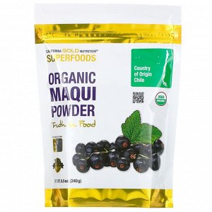 California Gold Nutrition, Superfoods, органический порошок из чилийской аристотелии, 240 г (8,5 унции)