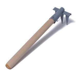 Грабли прямые, 3 витых зубца, длина 43 см, деревянная ручка