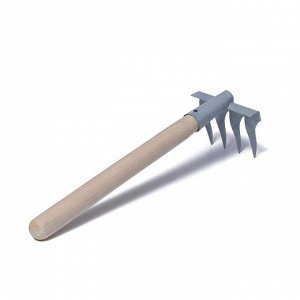 Грабли прямые, 4 витых зубца, длина 43 см, деревянная ручка