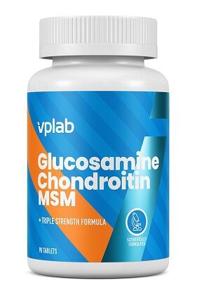 Глюкозамин, Хондроитин и МСМ Glucosamine Chondroitin MSM Vplab 90 таб.