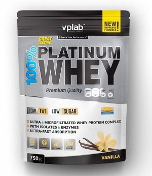 Протеин сывороточный Platinum Whey 100% vanilla Vplab 750 гр.