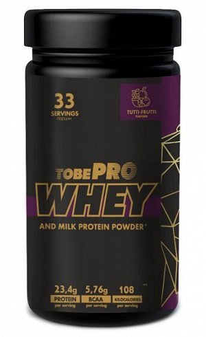 Протеин сывороточный со вкусом Тутти-Фрутти Whey and Milk Protein Powder Tutti-Frutti TOBEPRO 1 кг.