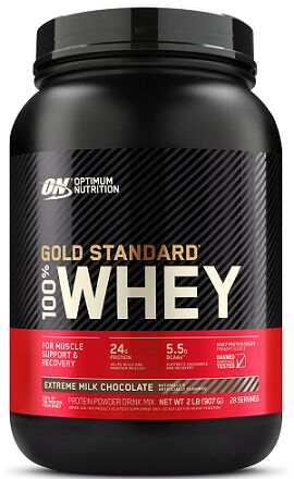 Протеин сывороточный со вкусом шоколада Gold Standart Whey extreme milk chocolate Optimum Nutrition 908 гр.