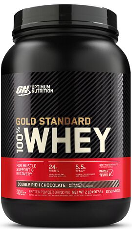 Протеин сывороточный со вкусом шоколада Gold Standart Whey double rich chocolate Optimum Nutrition 908 гр.