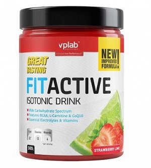 Изотоник FitActive Fitness Drink Strawberry-Lime Vplab 500 гр.