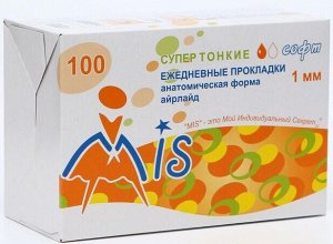 Ежедневные прокладки супертонкие МиС Аэрлайд Софт, анатомическая форма 1 капля (толщина 1мм, длина 155мм), 100 штук (картон)