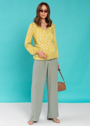 Блузка "Табита" для беременных и кормящих; цветы/желтый