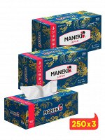 Салфетки бумажные &quot;Maneki&quot; OCEAN, 2 слоя, белые, 250 шт./коробка (1/54)