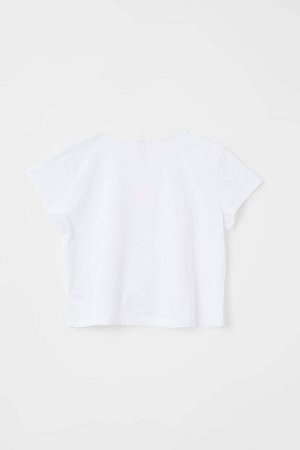 Укороченная футболка с коротким рукавом для девочек с принтом фламинго