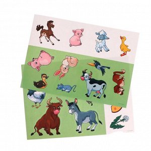 Аппликация наклейками «Домашние животные» 4 игровых поля + 2 листа с наклейками