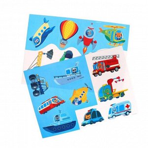 Аппликация наклейками «Транспорт» 4 игровых поля + 2 листа с наклейками