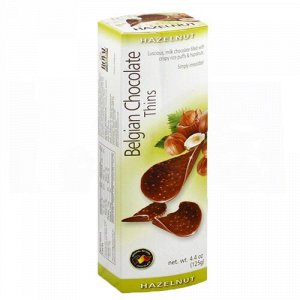 Belgian chocolate thins huzelnut 80g - Бельгийские шоколадные чипсы с фундуком