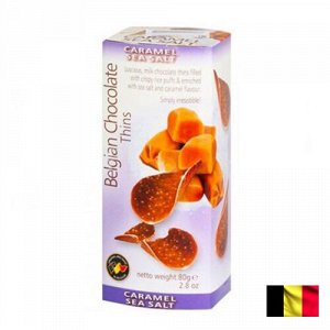 Belgian Chocolate Thins Salt Caramel 80g - Бельгийские шоколадные чипсы с соленой карамелью