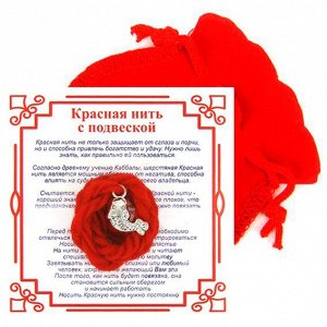 Красная нить с мешочком на Деньги (Карп),цвет сереб, металл, шерсть