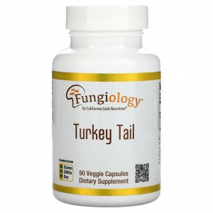 California Gold Nutrition, Fungiology, трутовик разноцветный полного спектра, 90 вегетарианских капсул