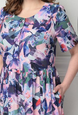 Платье Lenata 13025 фиолетовые цветы