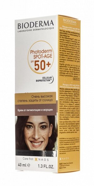 Bioderma Photoderm Spot Age Гель крем солнцезащитный SPF 50+ и антиоксидантный против пигментации и морщин для лица Биодерма Фотодерм 40 мл