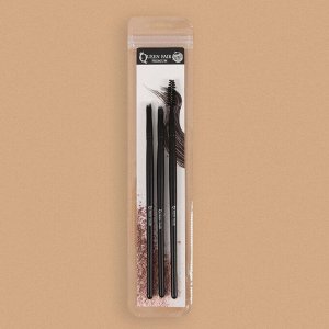 Набор кистей для макияжа «Premium Brush», 3 предмета, цвет чёрный