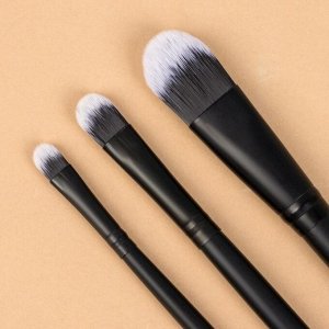 Queen fair Набор кистей для макияжа «Premium Brush», 3 предмета, ПВХ-чехол, цвет чёрный