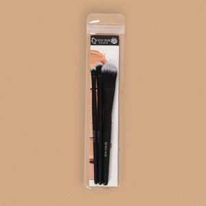 Queen fair Набор кистей для макияжа «Premium Brush», 3 предмета, ПВХ-чехол, цвет чёрный
