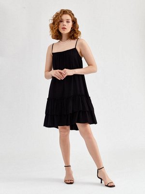 Платье штапель с воланами od-630-2 черное