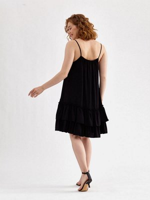 Платье штапель с воланами od-630-2 черное