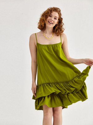 Платье штапель с воланами od-630-3 зеленое