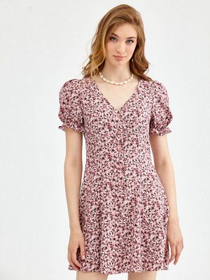 Платье штапель od-629-2 цветы на розовом
