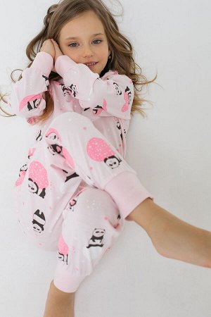 Пижама(Осень-Зима)+girls (панды в космосе на нежно-розовом)