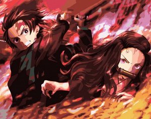 Картина по номерам на холсте "Demon Slayer"