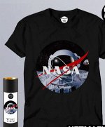 Футболка с логотипом NASA Космонавт на луне Dark, цвет черный