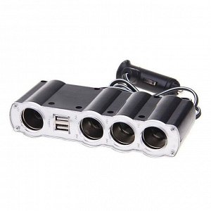 Разветвитель прикуривателя In Car USB & Four Sockets / 60W