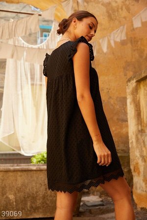 Gepur Черное платье из прошвы