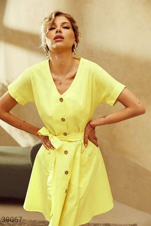 Gepur Льняное платье желтого цвета