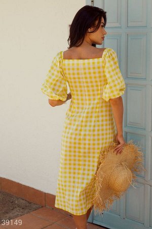 Платье в клетку лимонного оттенка
