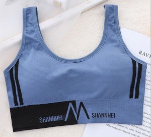 Женский спортивный топ, надпись "Shannmei", цвет синий