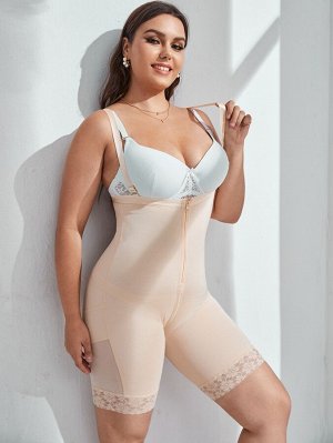 Корректирующее боди с кружевной отделкой и молнией Plus size