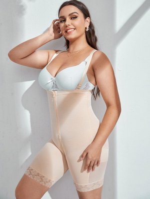 Корректирующее боди с кружевной отделкой и молнией Plus size