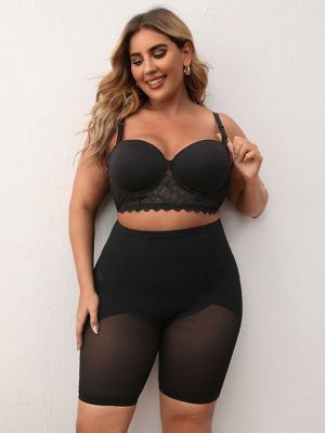 Контрастные сетчатые корректирующие шорты Plus size