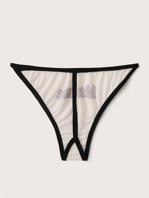 SheIn Белый Контрастная отделка Лозунг Сексуальное женское белье