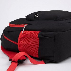 Рюкзак, отдел на молнии, наружный карман, 2 боковых кармана, цвет чёрный/красный