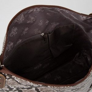 Сумка-мешок, отдел на молнии, наружный карман, анималистичный принт, цвет коричневый