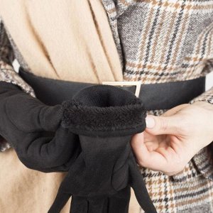 Перчатки женские безразмерные, с утеплителем, для сенсорных экранов, цвет чёрный