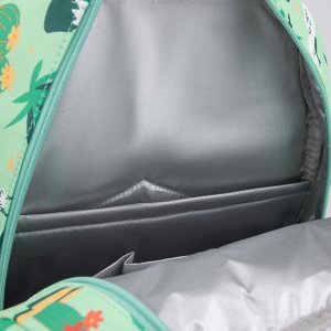 Рюкзак, 2 отдела на молниях, наружный карман, 2 боковых кармана, цвет зелёный