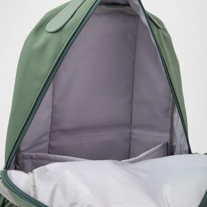 Рюкзак, 2 отдела на молнии, наружный карман, 2 боковых кармана, цвет зелёный